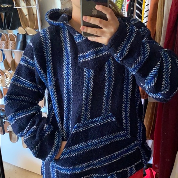 Chunky Blue Poncho Sweater - Picture 2 of 5
